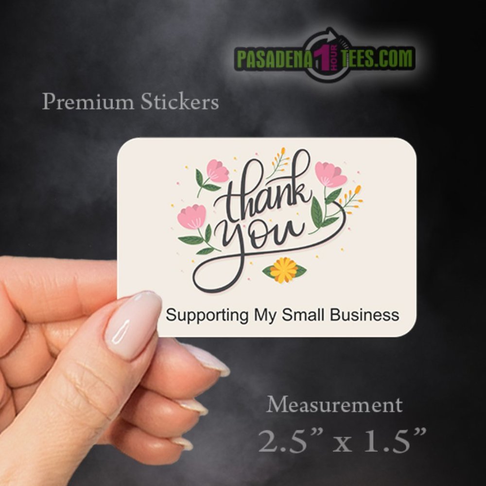 Thank You for Supporting My Small Business Beige Floral Stickers 2.5" Qty 25